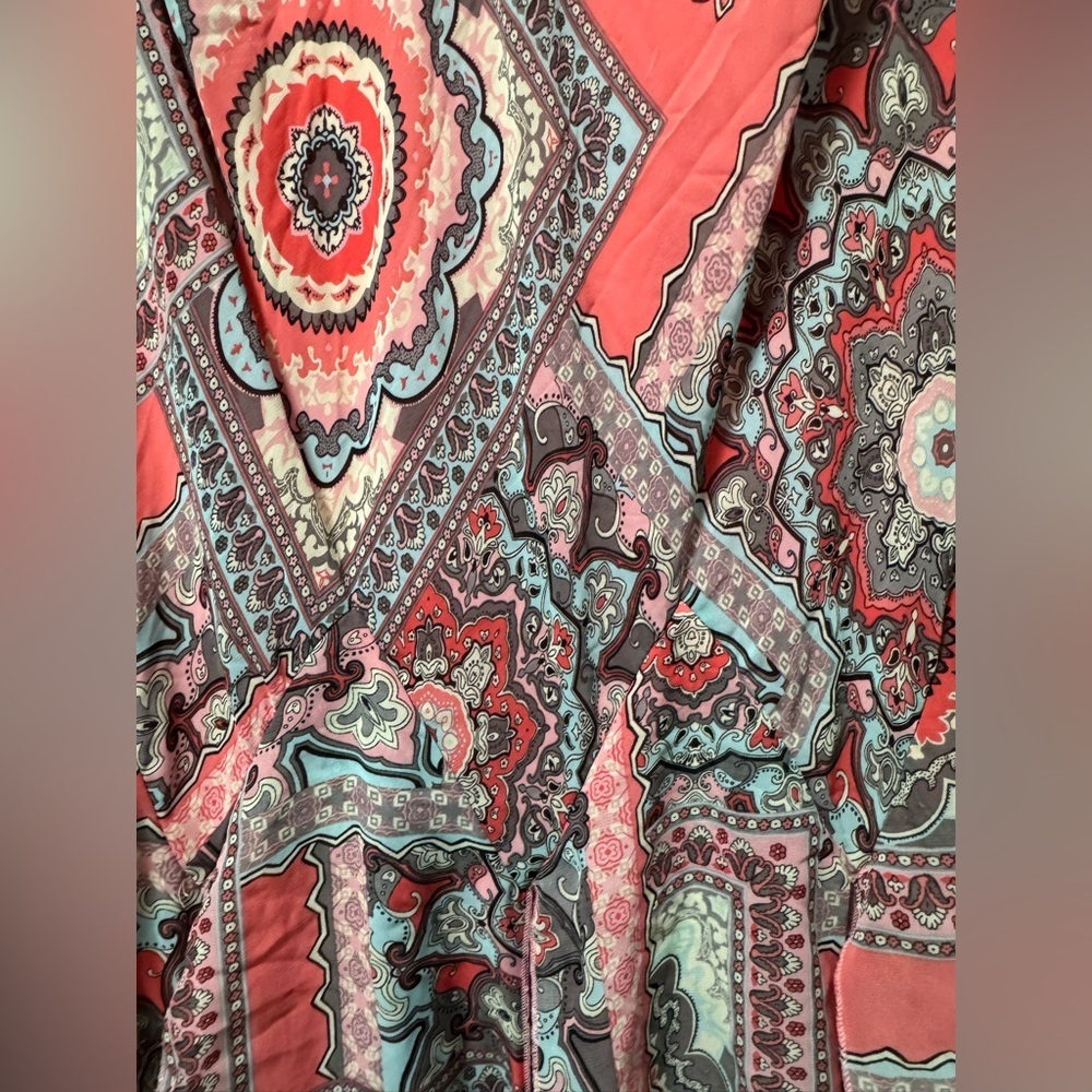 2000s Y2K Robbie Bee Floral Sleeveless Fairy Asymmetrical Dress Pink Paisley XL - Picture 5 of 7